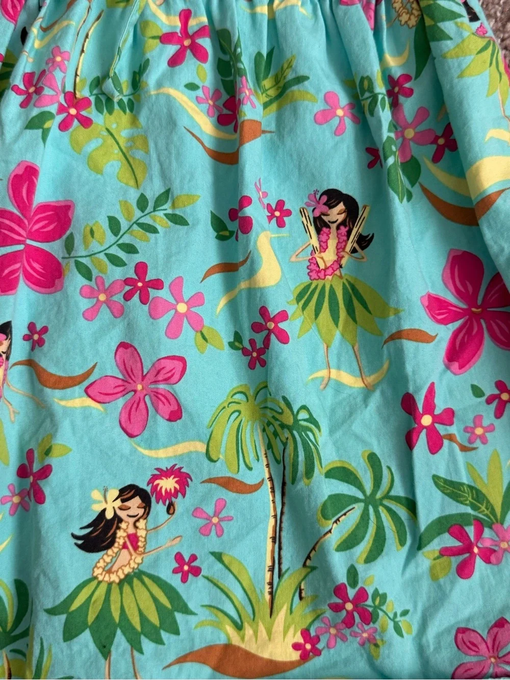 RJC Girls 4T Hawaiian Hula Girl Tropical Floral Turquoise A Line Sundress Dress